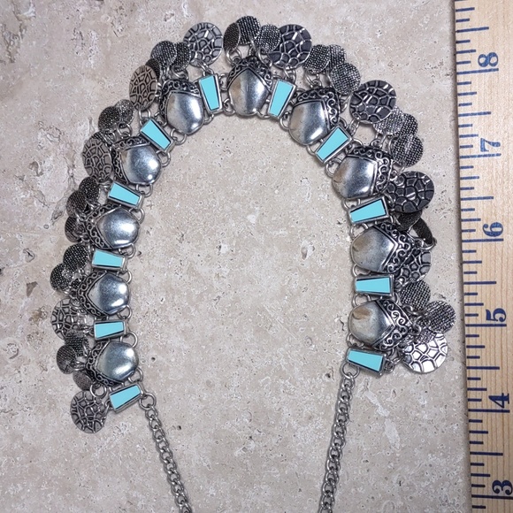 Silvertone Dangling Charm-style Necklace - Picture 4 of 5